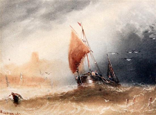 Henry Barlow Carter (1804-1868) Shipping off the coast of Whitby, 4.5 x 6.25in.